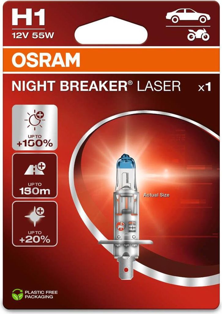 OSRAM NIGHT BREAKER LASER H1 P14.5s 12 V/55 W (1er Blister) Produktbild 