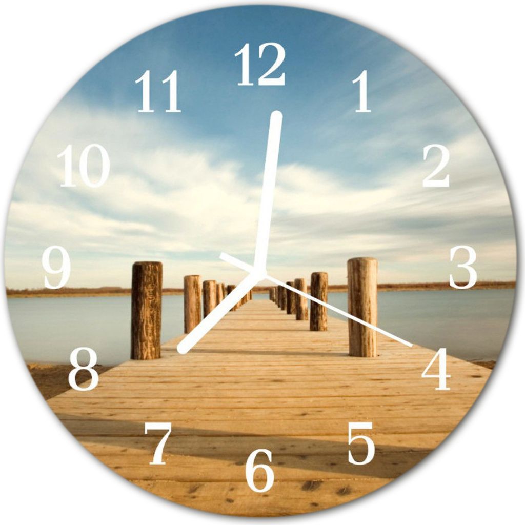 Glasuhr Wanduhr Küchenuhr Echt-Glas 30fi cm Brücke braun Produktbild 