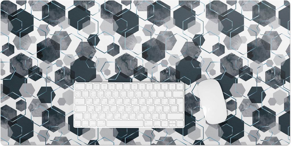 Geometrische Sechsecke – Schreibtischunterlage – Rutschfeste Tischunterlage – Schreibtischmatte für Büro & Zuhause – Schreibunterlage –...