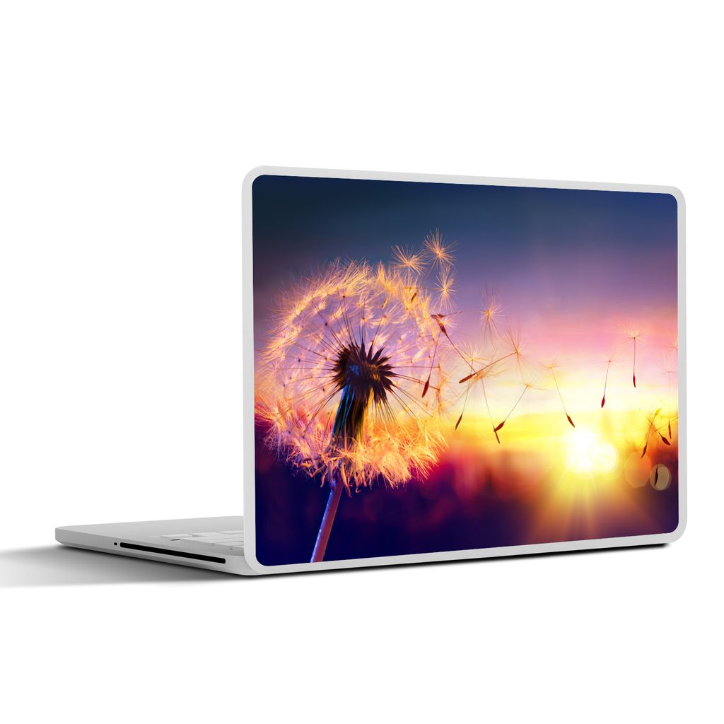 MuchoWow Laptop Aufkleber Sticker Cover Löwenzahn - Blumen - Sonnenuntergang - Horizont - Nacht 25x18 cm - Laptop-Deko