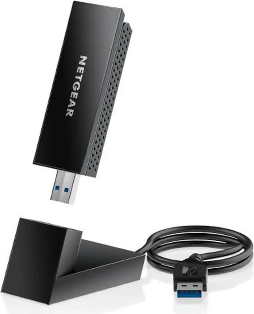 Netgear A8000 Clé WiFi 6E USB 3.0 AXE3000 Tri-Bande avec Socle de Bureau