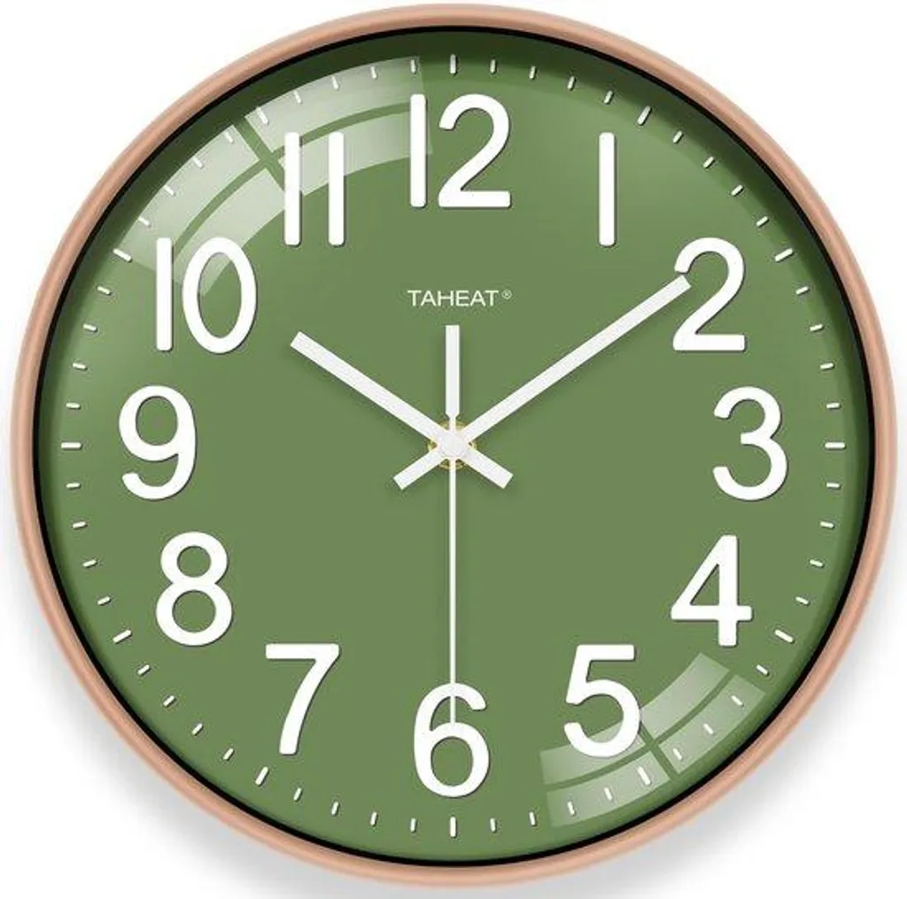 Horloge murale salon 30 cm verte - Lisibilité parfaite et sans bruit