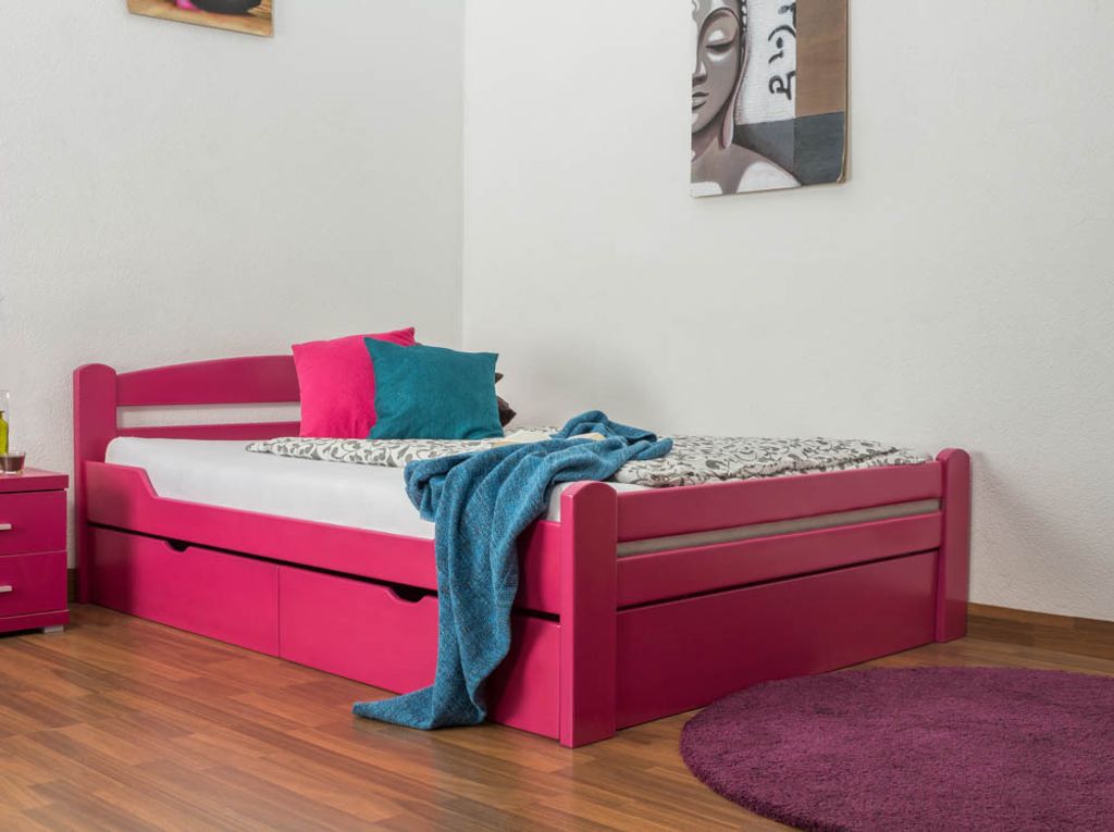 Bett 140 x 200 cm Buche Rosa