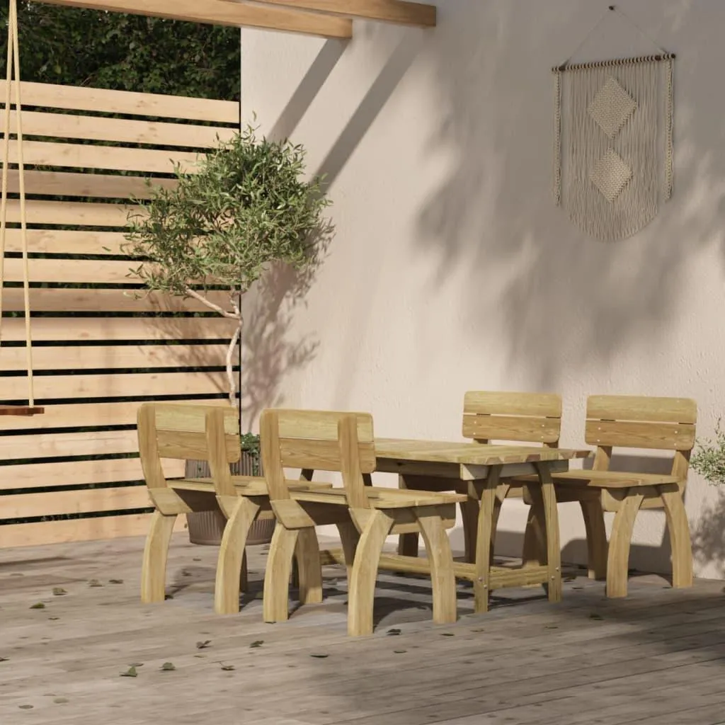 Table de Jardin et 4 Chaises en Pin pour Repas en Extérieur - Set Complet - 2