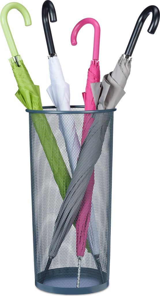 Relaxdays Regenschirmständer, Stahl, HxD: 50 x 26 cm, Schirmhalter für Gehstöcke & Regenschirme, Gitteroptik, anthrazit