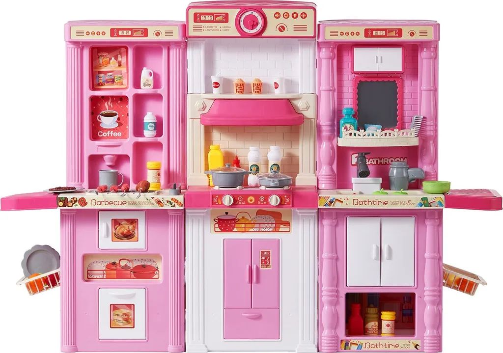 Cuisine enfant avec 74 accessoires dinette rose pour s'amuser - 9