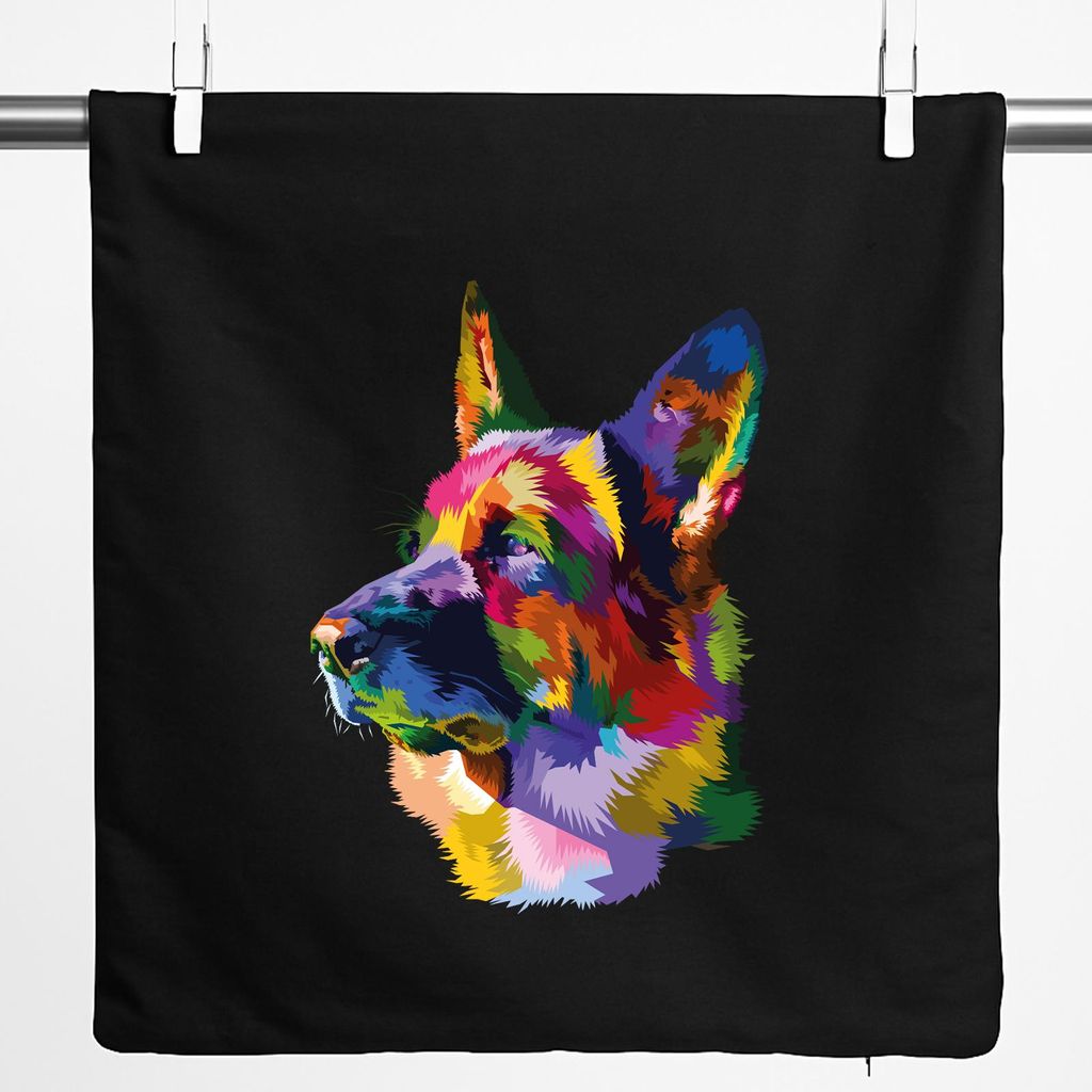 Huuraa Kissenbezug Deutscher Schäferhund Colorful 40x40cm Black Baumwolle Dekokissenbezug Geschenkidee