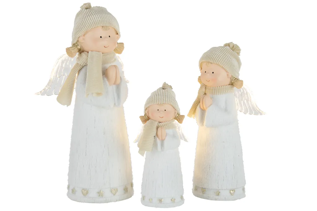 J-Line Ange LED Poly Blanc Large - Statuette Lumineuse Déco Intérieure - 2