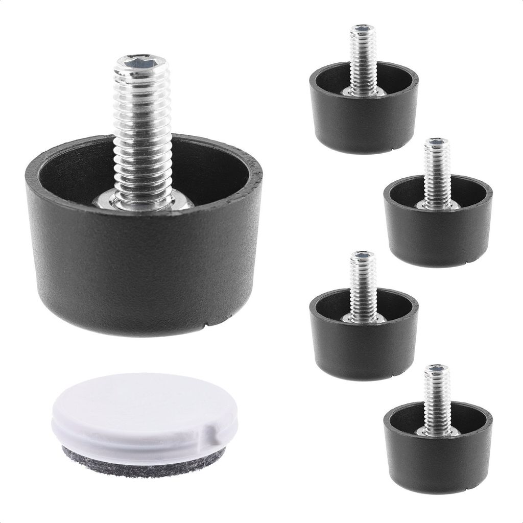 WAGNER Verstellfuß LOUNGE 4tlg. Set - Ø 30 x 20 mm, Kunststoff, QuickClick Filzgleiter Ø 25 mm, Schraube M8x25 mm - 15417999