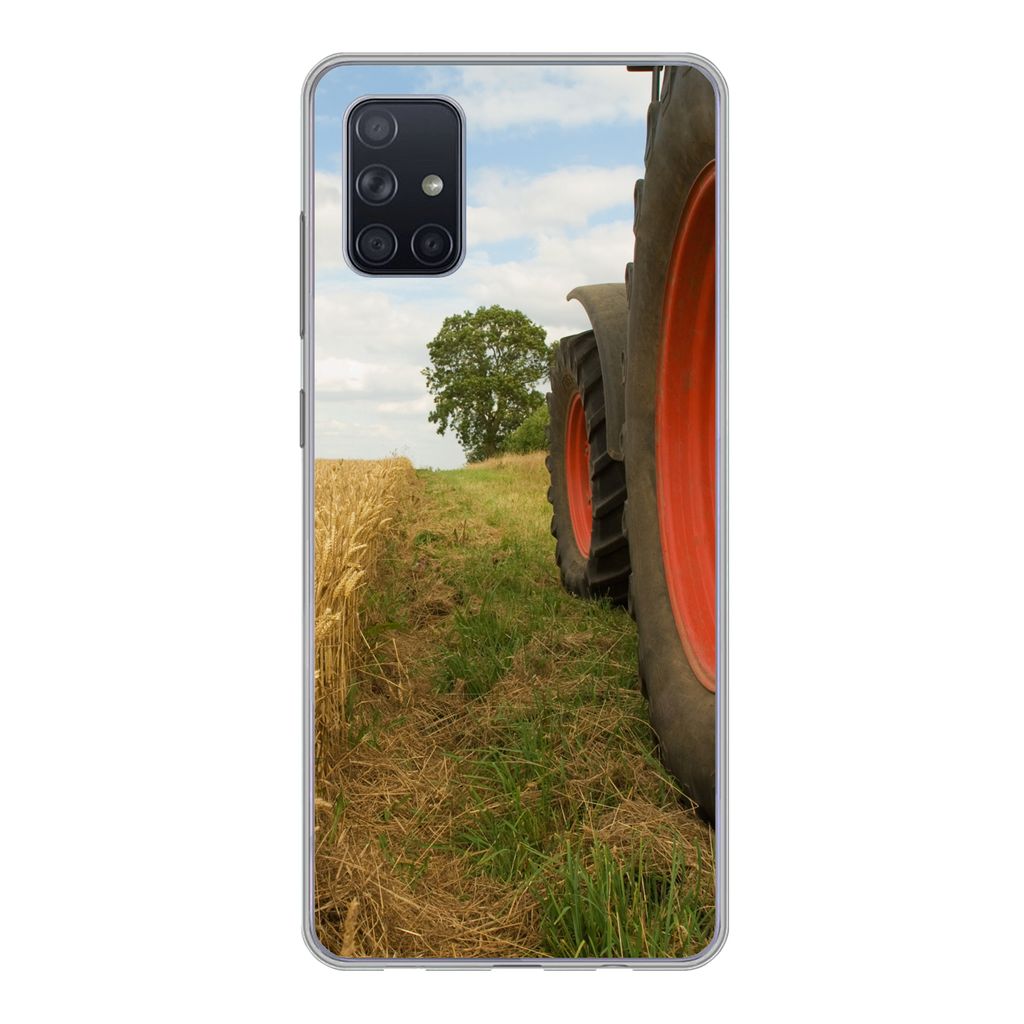 MuchoWow Handyhülle Schutzhülle Hülle für Samsung Galaxy A71 Traktor - Räder - Weizen Silikon Softcase Handy Hülle - Kartenbesitzer