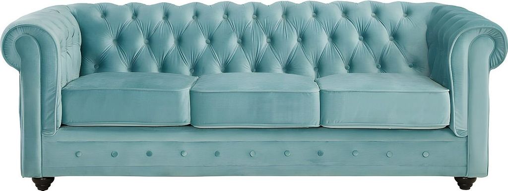 Sofa 3-Sitzer - Samt - Hellblau - CHESTERFIELD Produktbild 