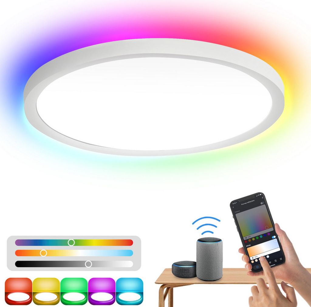 TolleTour 24W Smart LED Deckenleuchte für Kinderzimmer, Wohnzimmer - Alexa Lampe, dimmbar, RGB