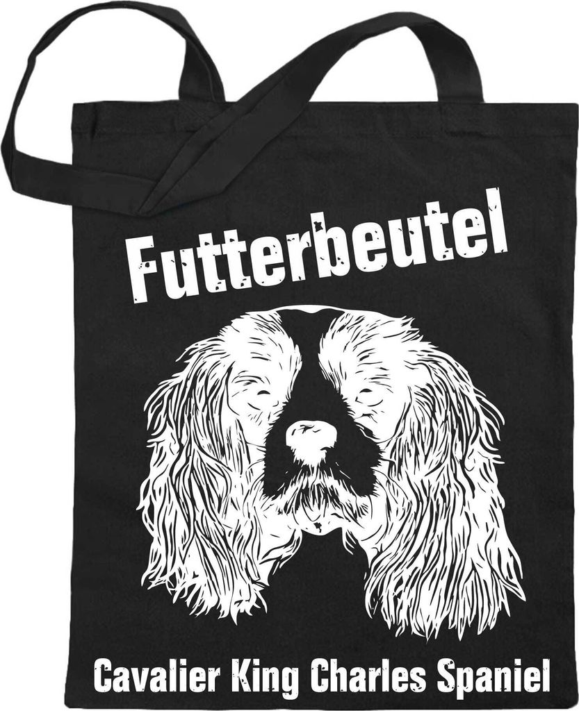 Futterbeutel - Cavalier King Charles Spaniel - Einkaufsbeutel mit Motiv Hund - Jutebeutel bedruckt - Tragetasche Stoffbeutel Umhängetasche Langer ...