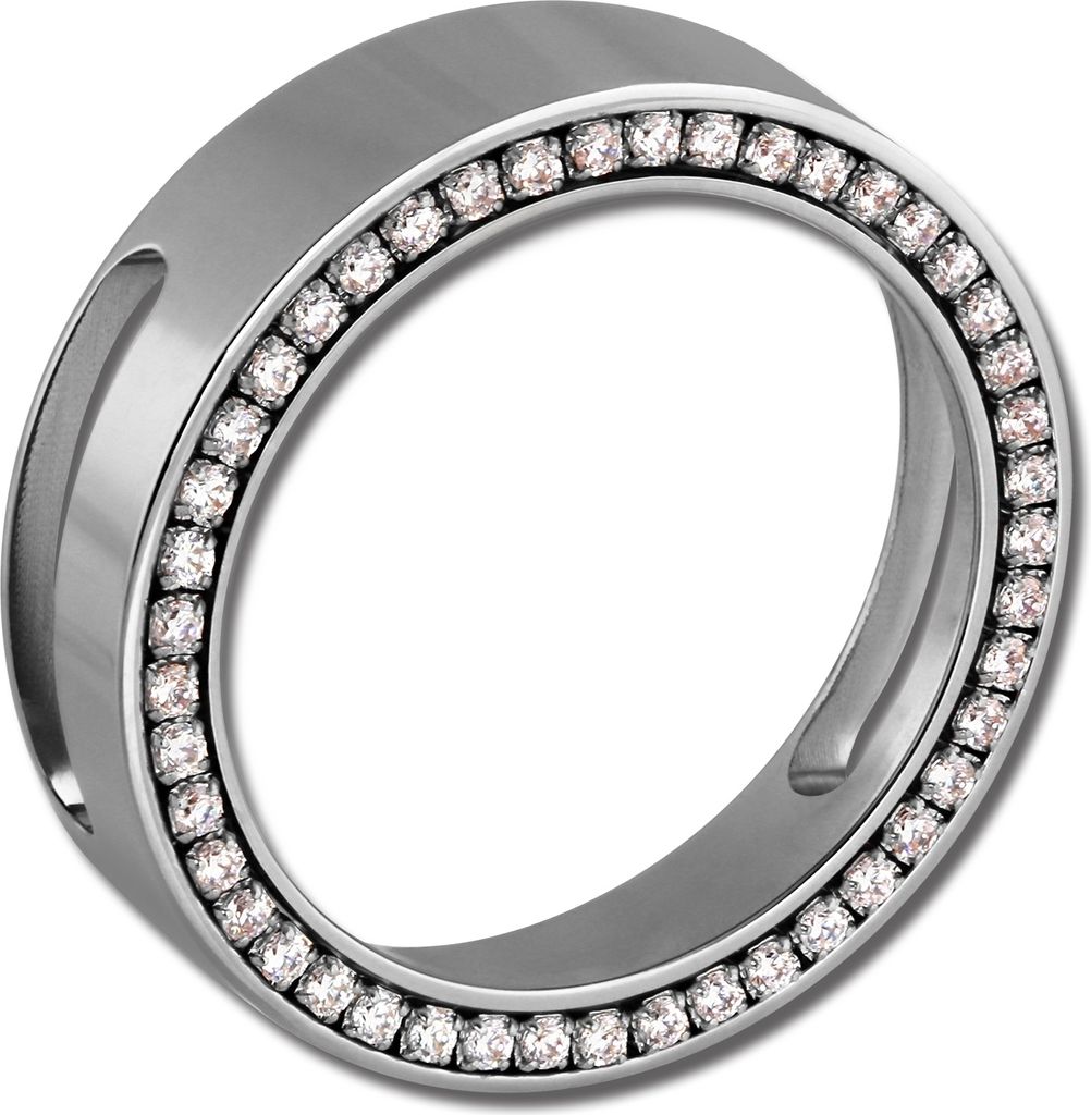 Amello Halsketten Anhänger Coinschmuck Zirkonia weiß Edelstahl Damen ESC081W