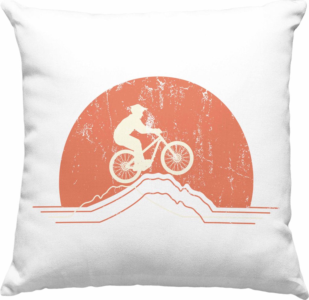 Trendation - Moutainbike Geschenk Deko-Kissen mit Füllung 40x40 Mountainbiker Geschenkidee Kinder Deko-Kissen mit Füllung 40x40 Männer Accessor...