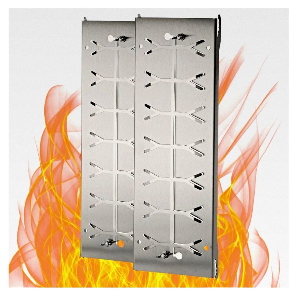 Edelstahl Flammlachsbretter im 2er Set - Flammlachsbretter mit Wendefunktion für Feuerschale und Kugelgrill