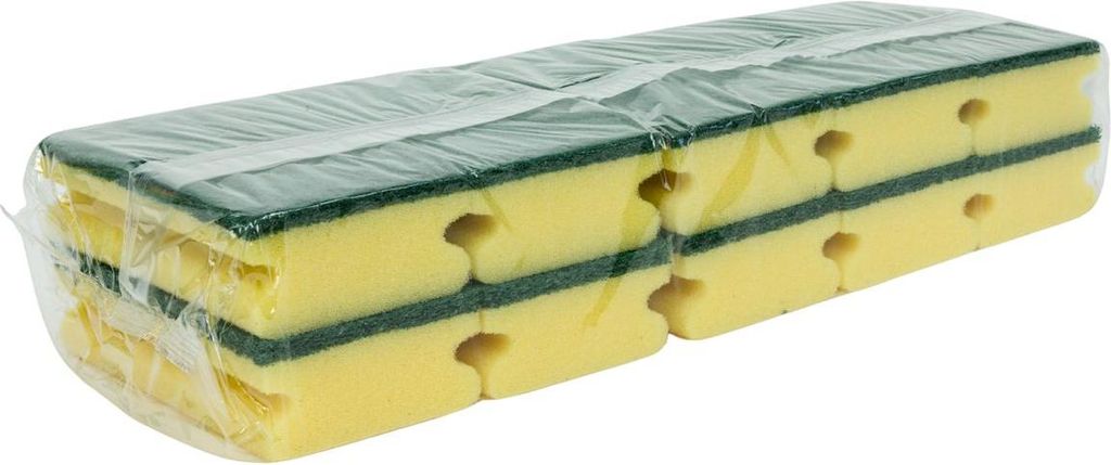 D&L Reinigungs-Schwamm mit Griff - Scheuerschwamm für Küche & Bad - 10er Set - Gelb/Grün - 153x86x42mm