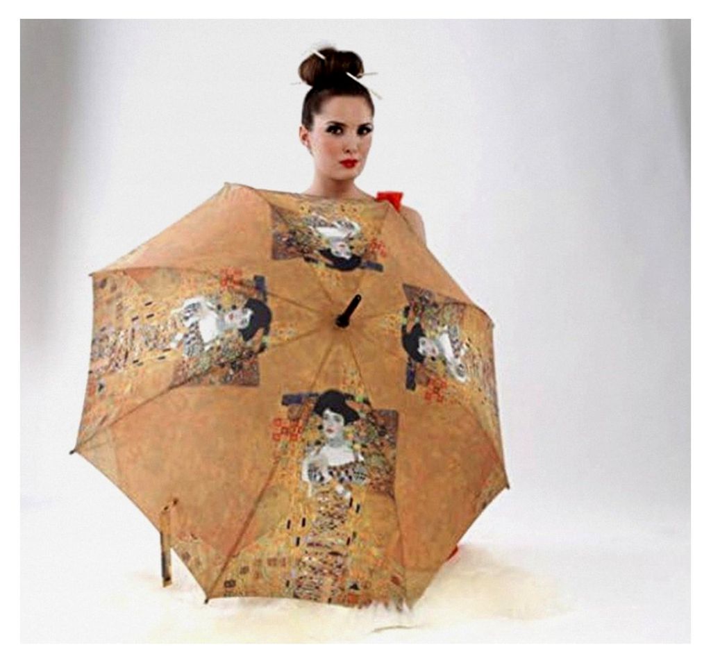 Regenschirm mit Motiv von Gustav Klimt: Adele Auf-Automatik Damen Kunst Stockschirm Stabil