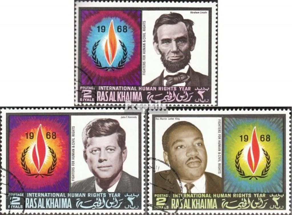Briefmarken Ras al Chaima 1968 Mi 226A-228A (kompl.Ausg.) gestempelt Menschenrechte