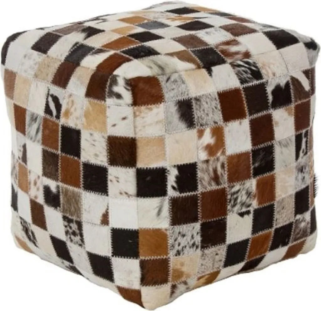 Pouf en fourrure multicolore multicolore 40x40cm style baroque