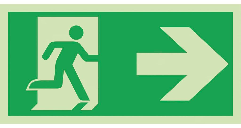 Fluchtwegschild Notausgang Symbol rechts 300 x 150 mm