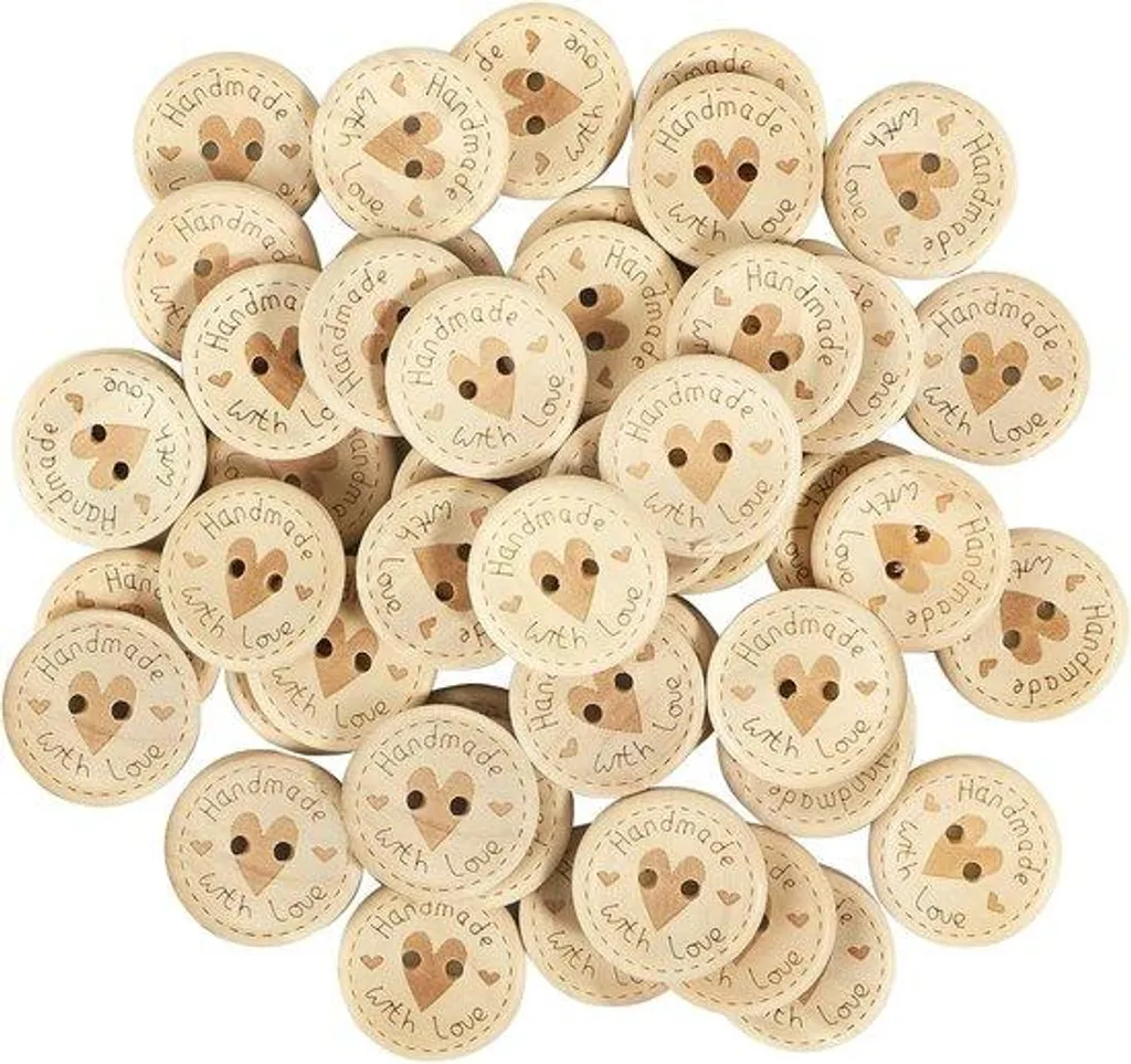 Boutons mercerie en bois naturel de 20 mm pour tricot et customisation DIY