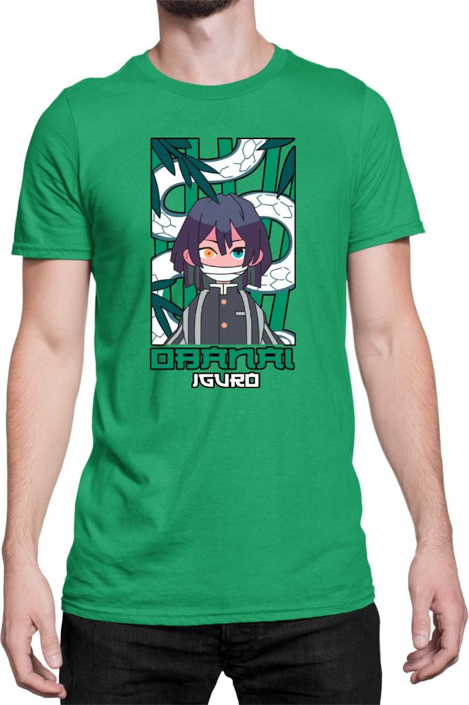 Herren T-Shirt Japan Anime Manga Demon Anime Slayer Obanai Iguro Hashira, Man S / Grün