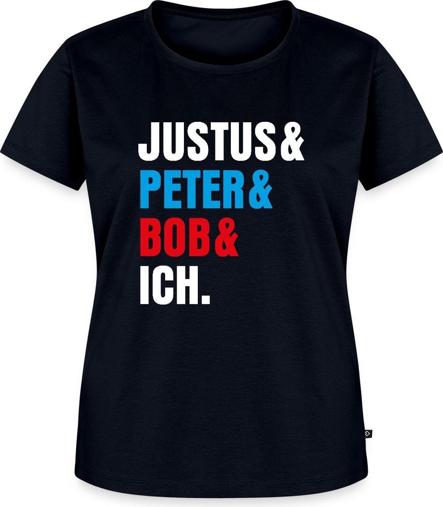 Spreadshirt Die Drei ??? Justus& Peter& Bob& Ich Frauen Premium T-Shirt, 4XL, Navy
