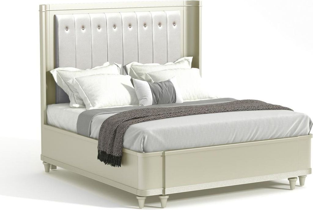Polster Design Luxus Bett 180 x 200cm Stoff Betten Leder Modernes Schlafzimmer