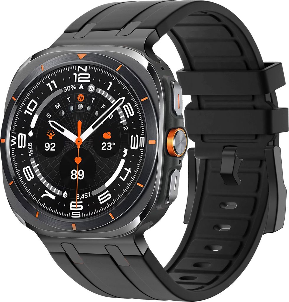 Bandz Silikonarmband 'Luxe Liquid' - passend für Samsung Galaxy Watch Ultra (Schwarz mit schwarzen Anschlüssen)