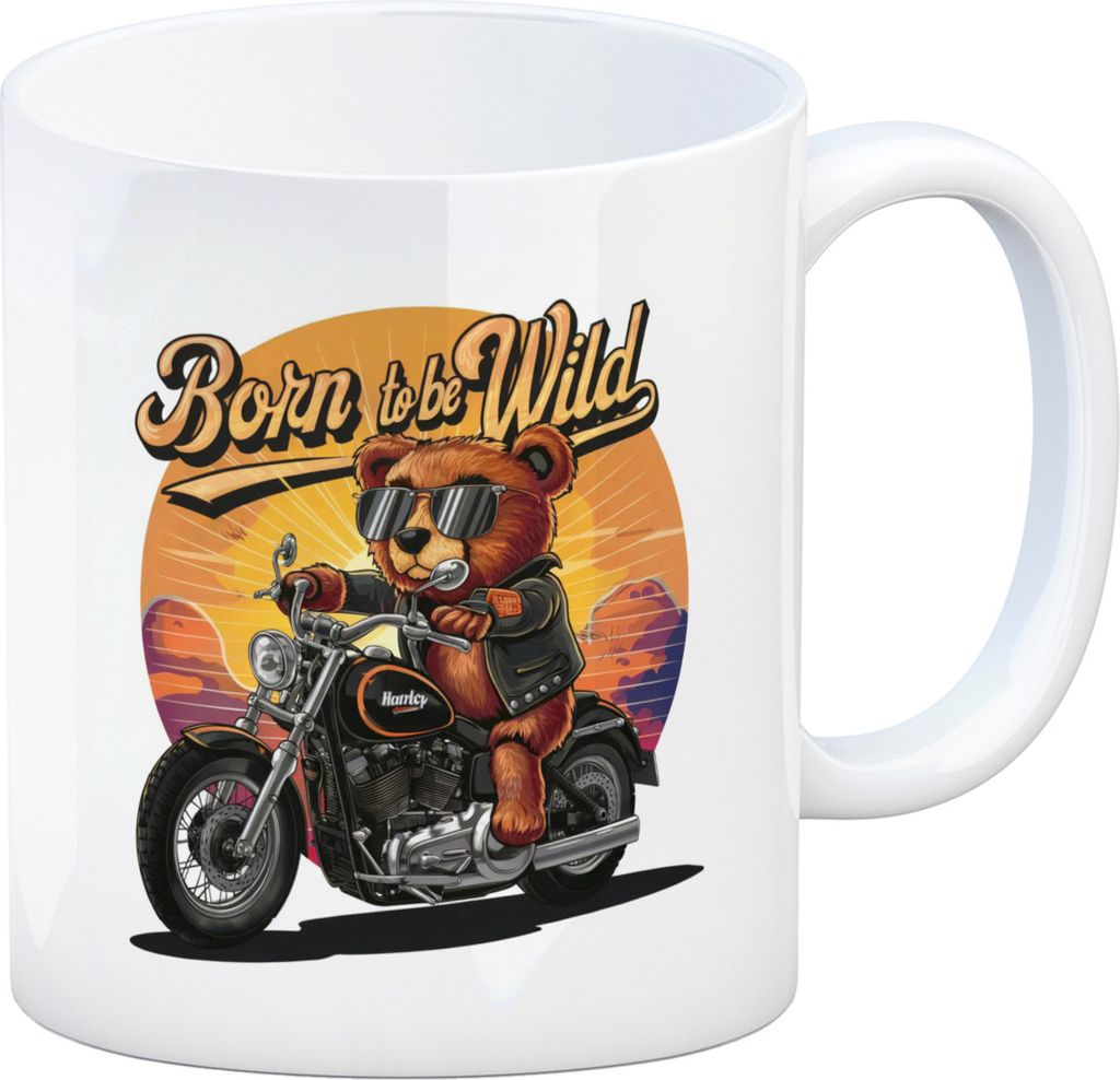 Bär auf Motorrad Kaffeebecher - Born to be Wild