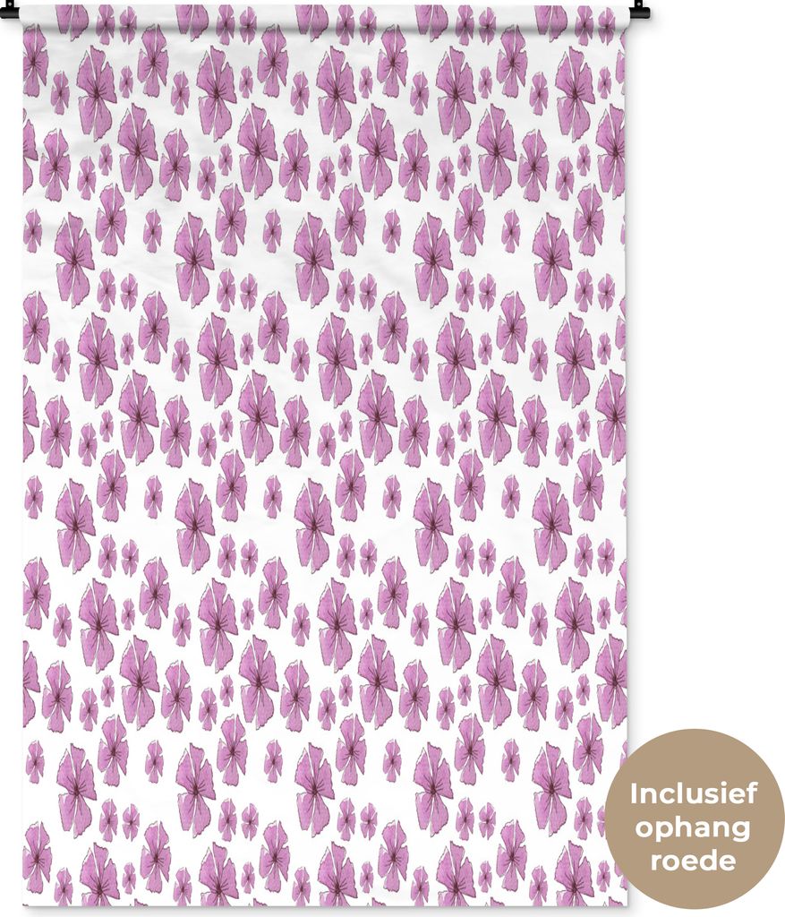 MuchoWow Wandteppich Wandbehang Blumen - Lila - Collage 120x180 cm Tapisserie Dekoration Wandtuch - Schlafzimmer - Dekorationen für das Haus