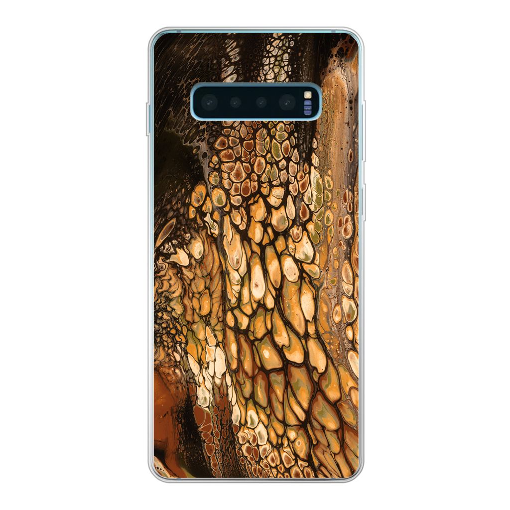 MuchoWow Handyhülle Schutzhülle Hülle für Samsung Galaxy S10 Lite Farbe - Braun - Farbe gießen Silikon Softcase Handy Hülle - Schutz