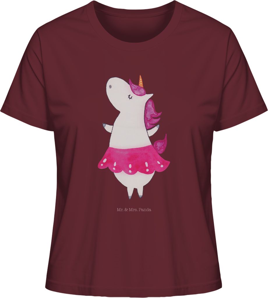 Mr. & Mrs. Panda Oberteil Damen Einhorn Ballerina Größe XL - Burgundy - Geschenk, T-Shirt, Basic, shirt, Geburtstag, Tanzen, Einhörner, Spaß, U...