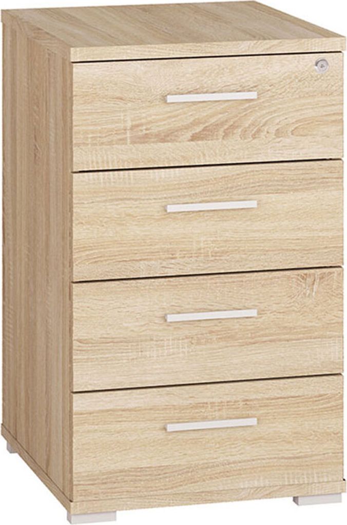 Schubladencontainer Optimal Schreibtischcontainer Sonoma Eiche hell abschließbar