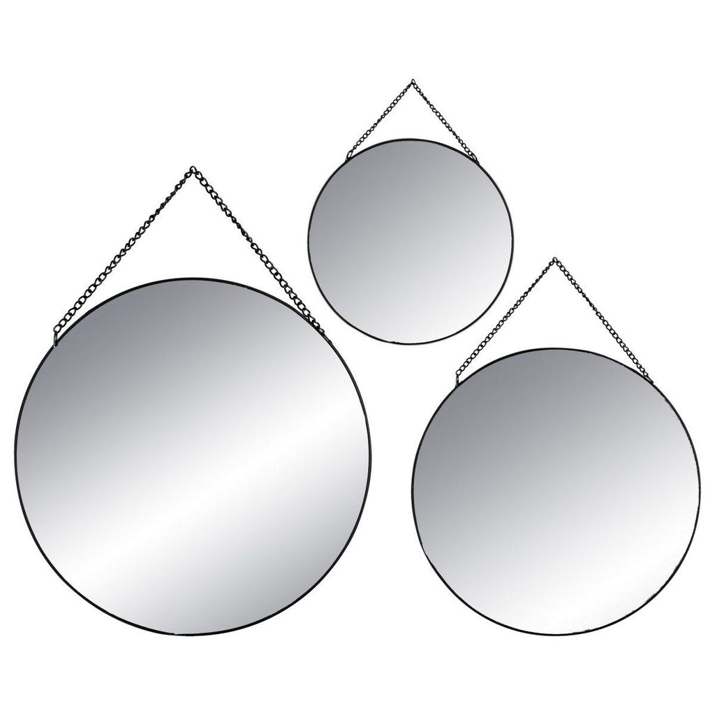 Set aus 3 runden spiegeln schwarz d20 24 29cm - Atmosphera créateur d'intérieur
