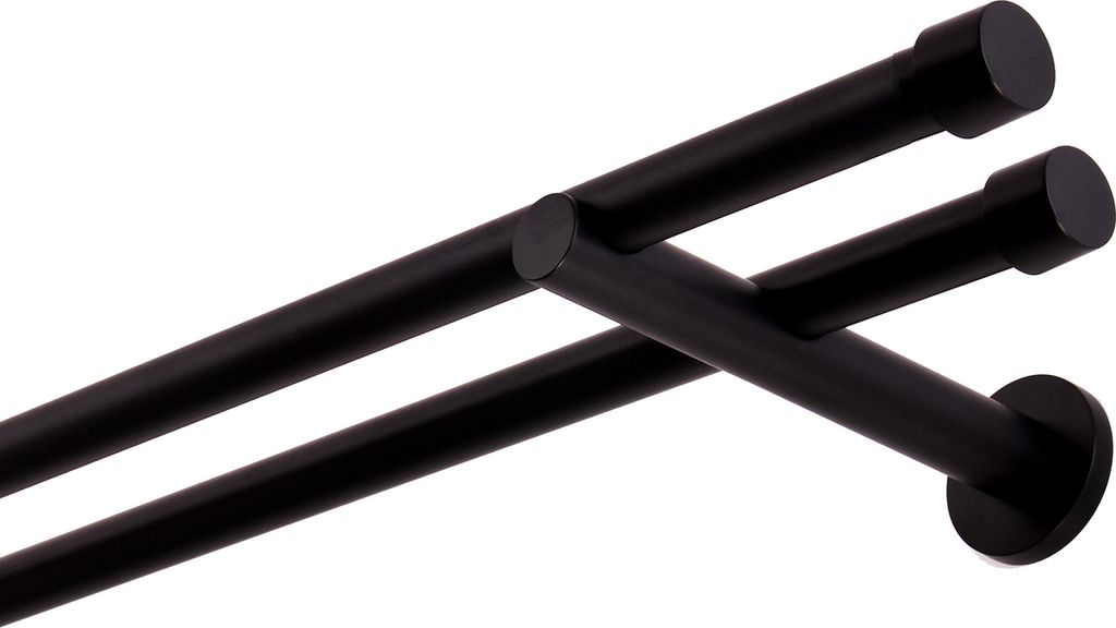 A close-up studio shot of a double curtain rod.