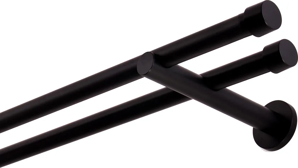 Bastone Tende Nero Doppio 280cm 19mm - Metallo Facile Montaggio