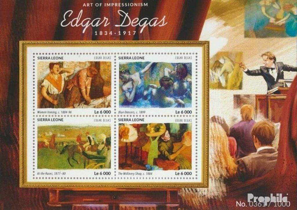 Briefmarken Sierra Leone 2015 Mi 6422-6425 Kleinbogen (kompl. Ausg.) postfrisch Edgar Degas