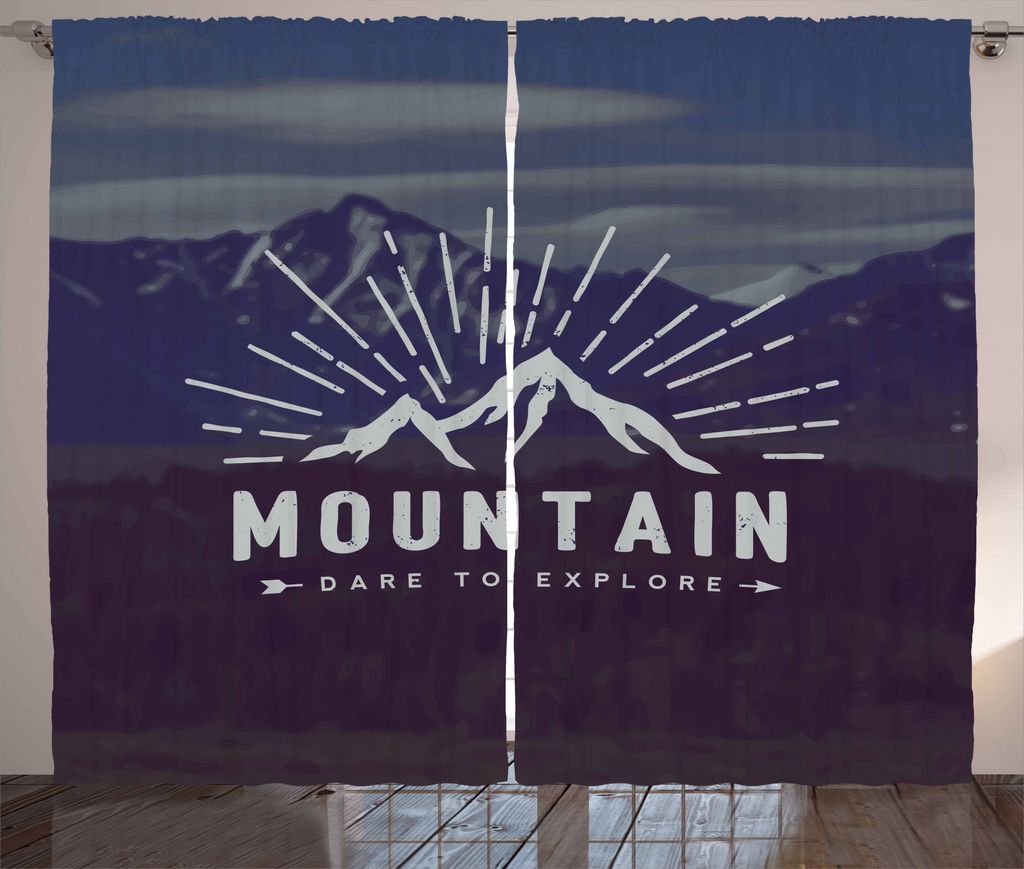 ABAKUHAUS Abenteuer Rustikaler Vorhang, Dare Wörter zu erkunden, Wohnzimmer Universalband Gardinen mit Schlaufen und Haken, 280 x 175 cm, Indigo