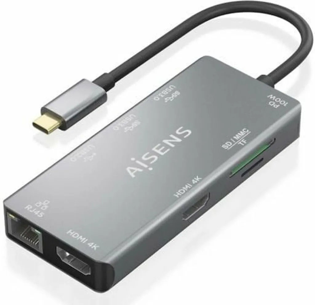 Docking Station Portatile Aisens ASUC-9P018-GR per MacBook e PC USB-C