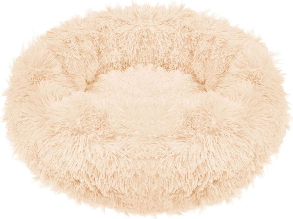 Plüsch Hundebett Katzenbett Hundekissen Hundekorb Schlafplatz Ø 80 cm - Creme