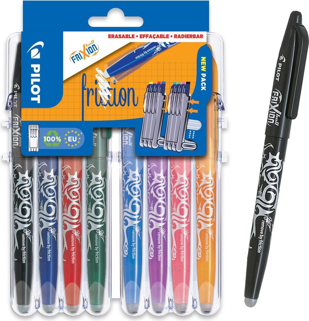 Pilot FriXion Ball, Nachfüllbar, Schwarz, Blau, Grün, Pink, Violett, Rot, 8 Stück(e)