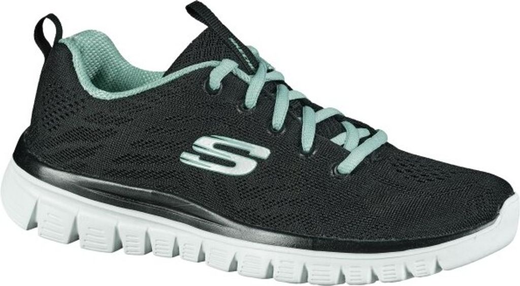 Skechers Graceful, Damen Mesh Sneakers, Sportschuhe in schwarz, Skechers Memory Foam Fußbett, in der Maschine waschbar