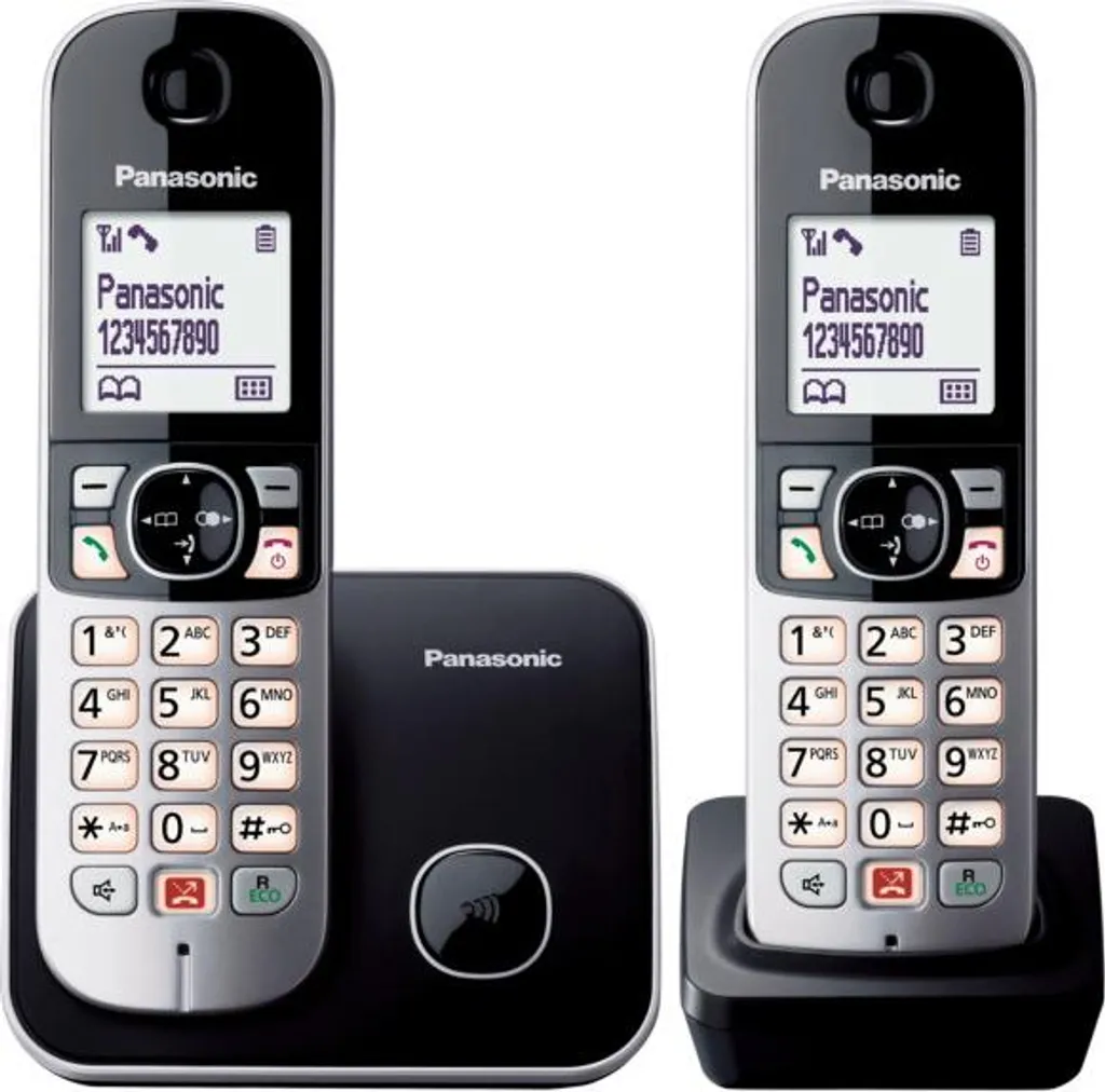 Panasonic KX-TG6852JTB Téléphone Fixe DECT Duo sans Fil avec Répondeur