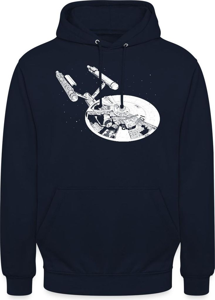 Spreadshirt Star Trek The Original Series USS Enterprise Uni Hoodie, XL, Navy