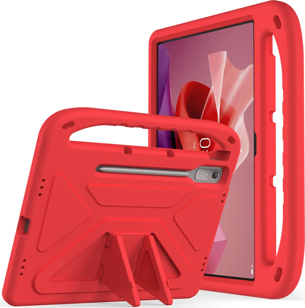 Custodia protettiva per Lenovo Tab P12 / Xiaoxin Pad Pro 12,7" TB370FU, custodia leggera in EVA per bambini con maniglia e supporto Rosso