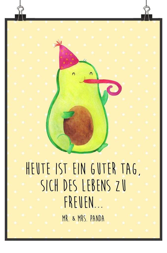 Mr. & Mrs. Panda Bild Avocado Feier DIN A3 - Gelb Pastell - Geschenk, Wandbild, Gute Laune, Party, Design Poster, Geburtstag, Kunstdruck, Fete, dru...