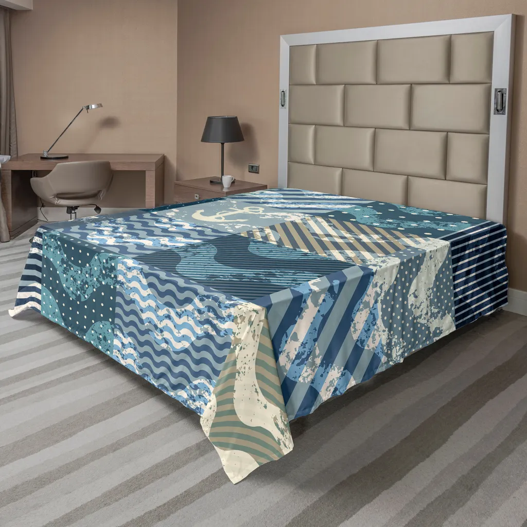Lenzuolo Patchwork Marinaresco ABAKUHAUS 260x228 | Ancore e Onde