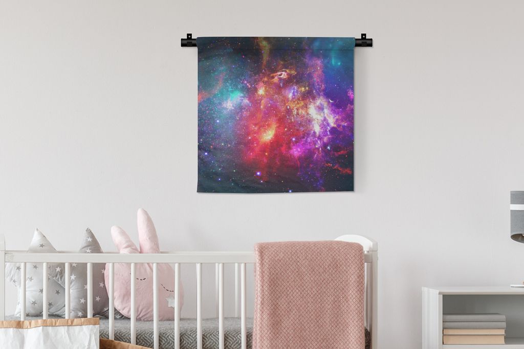 MuchoWow Wandteppich Wandbehang Universum - Farben - Sterne 60x60 cm Tapisserie Dekoration Wandtuch - Dekorationen - Wand Decke
